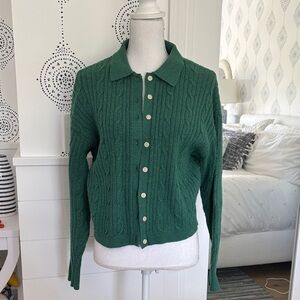 a new day Green Button-Up Cardigan